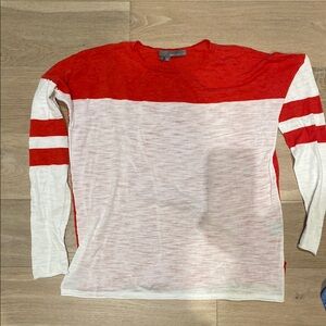 Red and White Striped Long Sleeve Shirt